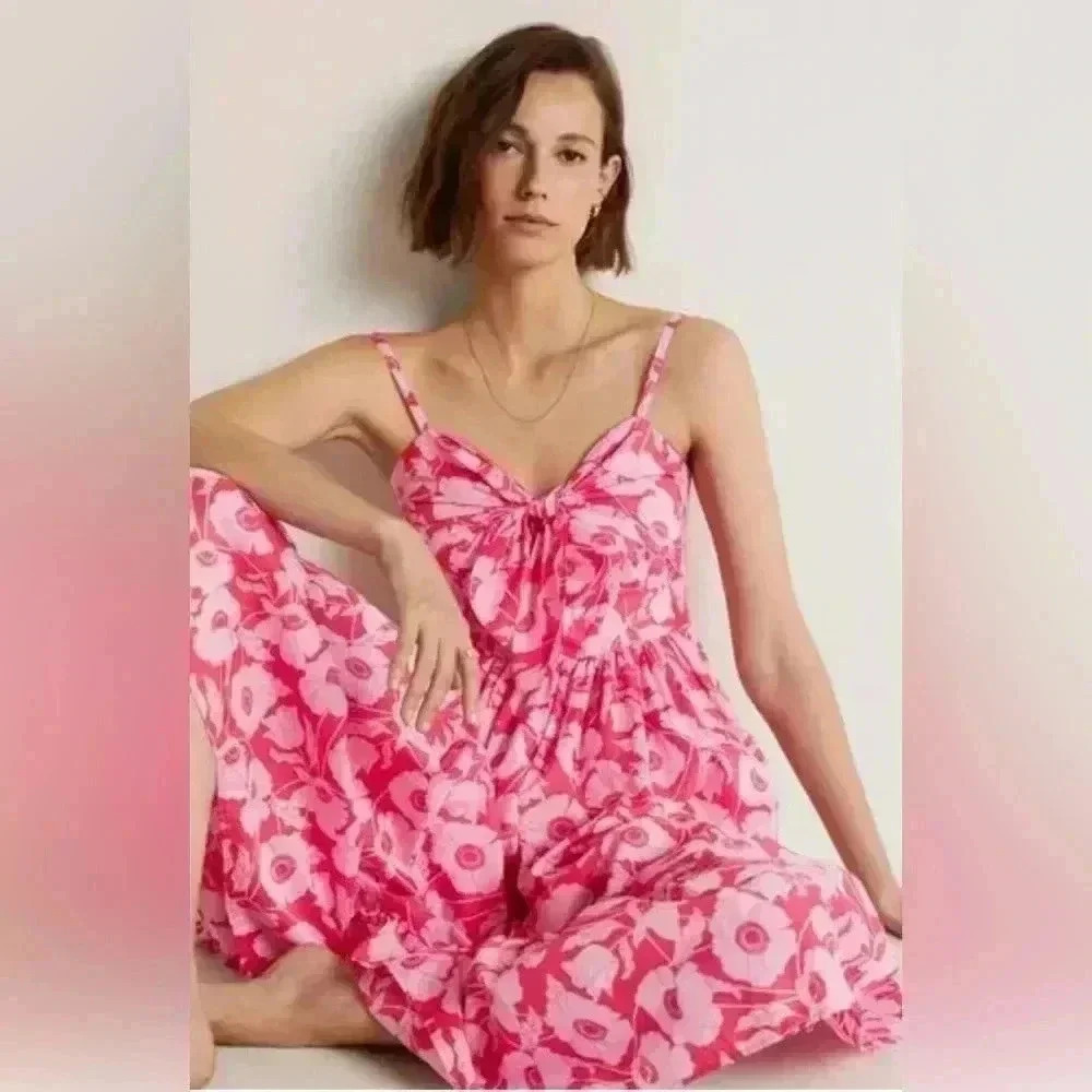 Boden Pink Floral Midi Dress - Picture 2 of 12